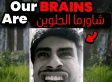 a picture of a man with the words our brains are below it