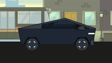 a cartoon drawing of a car with a cross on the front