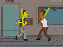 Batalla Sables Te Reto GIF - Batalla Sables Te Reto Te Reto Simpsons GIFs