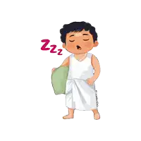 a cartoon drawing of a man sleeping with a pillow and the word zzz above him