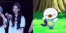 a picture of a girl next to a picture of a cartoon otter