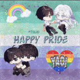 a poster that says happy pride with a rainbow and a heart that says yaoi