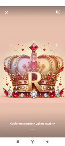 a picture of a crown with the letter r on top