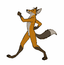 fox walking happy