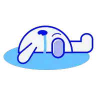 a cartoon drawing of a dog with a tear running down its face