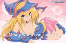 mikey when use camera wink anime yu gi oh dark magician girl