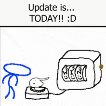 a drawing of gold coins with the words update is today : d below it