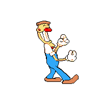 a pixel art drawing of a man in blue overalls and a bow tie