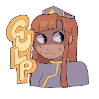 a cartoon drawing of a nurse with the word gulp written on it