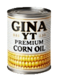 a can of gina yt premium corn oil is shown on a white background .