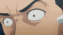 a close up of a man 's face with sweat coming out of his nose