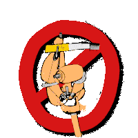 a cartoon drawing of a person smoking a cigarette in a no smoking sign