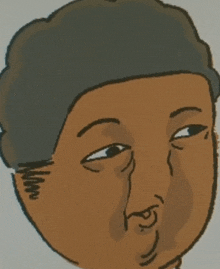 a drawing of a man 's face with a gray hat on
