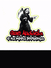 a sticker with a ghost holding a gun and the words respecta dona