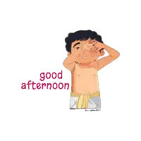 a cartoon of a shirtless man with the words good afternoon on the bottom