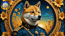 a dog in a military uniform is surrounded by flowers and a coin that says today tuesday