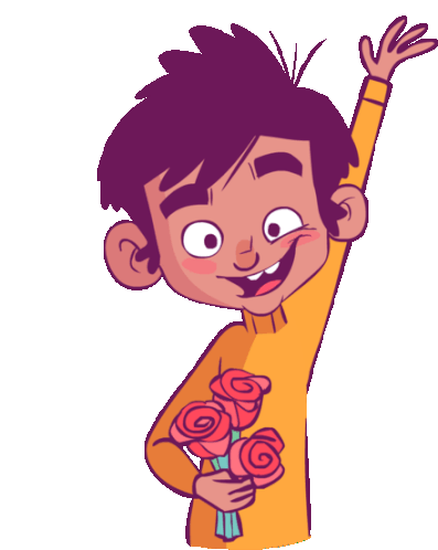 Boy Waving With Bouquet Sticker - Luluand Jazz Rose Hi Stickers