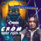 a poster with an owl and the name lhey kazama