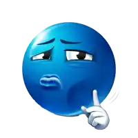 a blue smiley face with a hand pointing at it