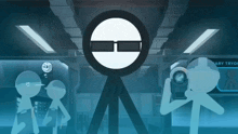 a stick figure with sunglasses stands in front of a sign that says ary tryo
