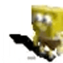 spongebob squarepants is standing on a white background with a black shadow .