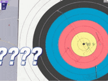an archery target with the number 9 in the middle