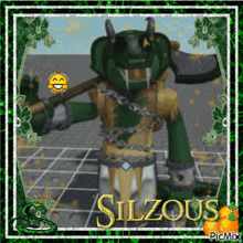 a picture of a green monster with the name silzous on the bottom