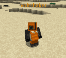 a minecraft character named voltshaker is standing in the sand