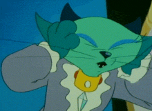 a cartoon cat with a necklace around its neck