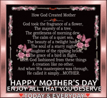 a happy mother 's day greeting card with a poem