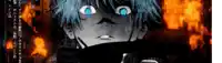 a cartoon character with blue eyes and a black scarf around his neck