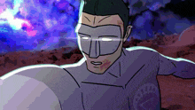 a cartoon drawing of a man in a mask