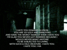 a quote about edward gluskin is displayed in a dark room
