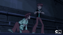 a green light is coming out of a cartoon character 's head .