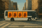 a bus with a sign on the side that says b on it