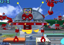 a video game called flying-0 has a robot with a keyboard on it