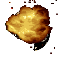 a pixel art of a piece of bread being eaten