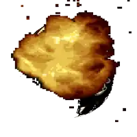 a pixel art of a piece of bread being eaten