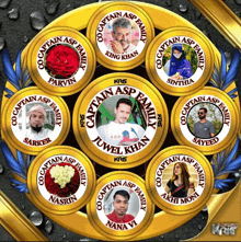 a group of captain asp family badges are displayed on a black background