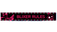 a black and pink sign that says blixer rules on it