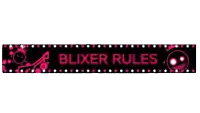 a black and pink sign that says blixer rules on it