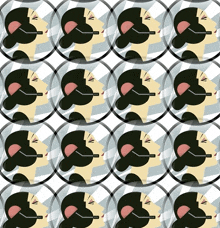 a repeating pattern of circles with a woman 's face and the word ccc on the bottom
