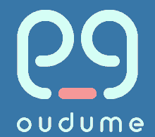 a blue background with the word oudume written on it