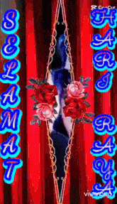 a picture of a woman with roses and the words " selamat "