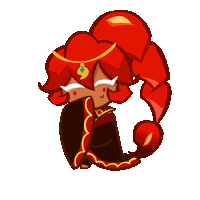 a cartoon drawing of a girl with red hair and a necklace