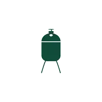 a silhouette of a green cylinder with the letter h on it