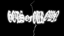 a lightning bolt strikes the words gods of gun club in white on a black background