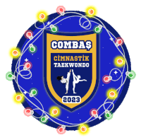 a logo for combas gymnastik taekwondo is surrounded by lights