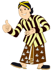 a cartoon character is giving a thumbs up and wearing a striped shirt