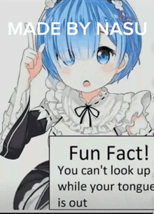 a picture of a girl with a sign that says " fun fact "